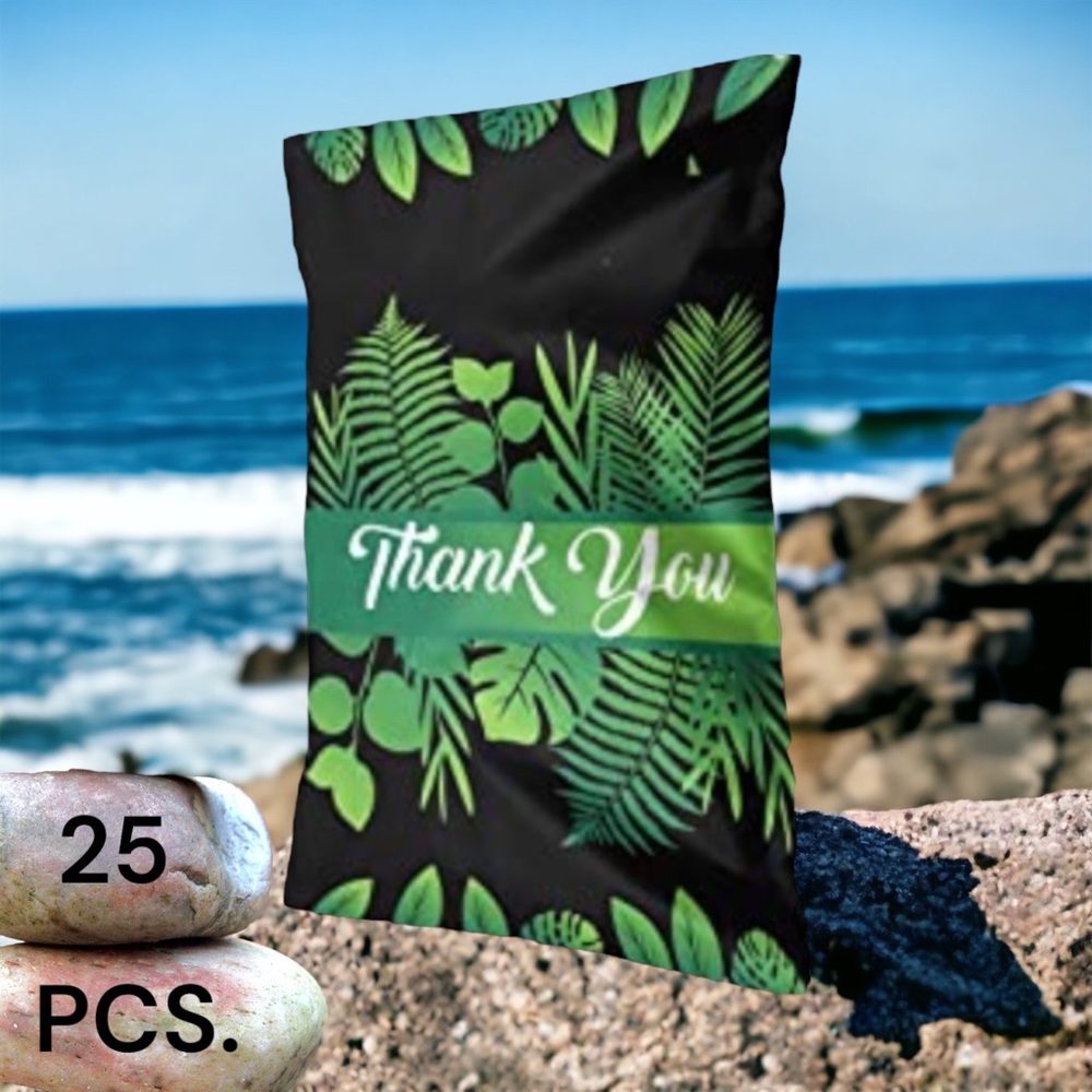 25 10X13 Poly Mailers Tropical Leaf Thank You, Shipping Envelopes PRICE IS FIRM - Picture 6 of 7